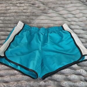 Danskin Now Turquoise and White Athletic Shorts with Elastic Waistband